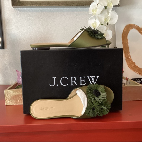 J. Crew Shoes - J.Crew Satin Floral Embellish Slides